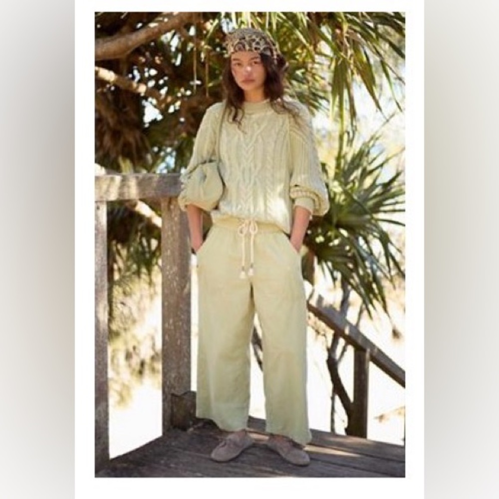 Free People We the Free Easy Peazy Pull-On Cord Pants in Frozen Dew, L, NWT